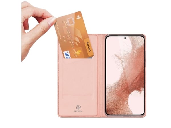 Dux Ducis Skin Pro-etui for Samsung Galaxy S23+ med klaff, kortholder og stativ - rosa