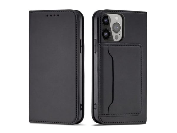 Magnetkortetui for Samsung Galaxy S23 Ultra flip-omslag lommebokholder svart