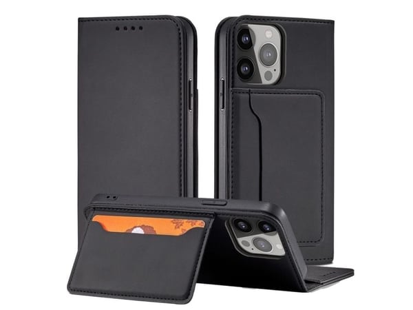 Magnetkortetui for Samsung Galaxy S23 Ultra flip-omslag lommebokholder svart