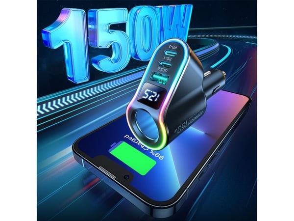 Joyroom rask billader 4in1 USB-A QC3.0 / 2xUSB-C PD 150W svart (JR-CL21)