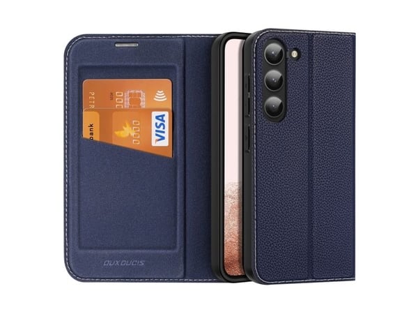 Dux Ducis Skin X2-deksel Samsung Galaxy S23+ flip-etikui/lommebokstativ blå