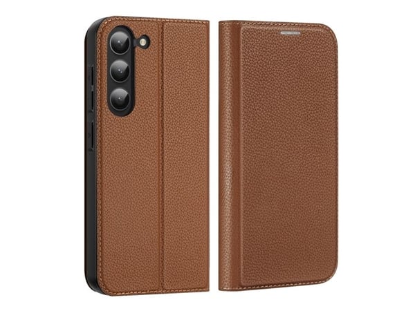 Dux Ducis Skin X2-deksel Samsung Galaxy S23+ flip-omslag med kortholder/sidestøtte - brun