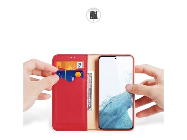 Dux Ducis Hivo-etui til Samsung Galaxy S23+ flip cover wallet stand RFID-beskyttelse - rød