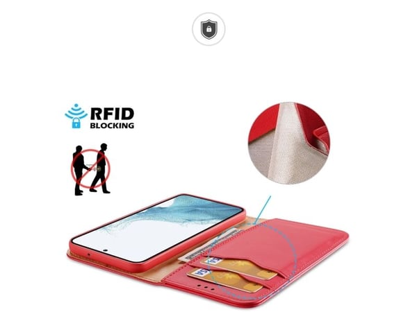 Dux Ducis Hivo-etui til Samsung Galaxy S23+ flip cover wallet stand RFID-beskyttelse - rød