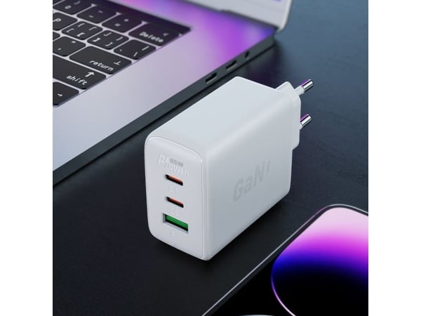 Acefast snabbladdare GaN (2x USB-C / USB-A) PPS / PD / QC4+ 65W vit (A41)