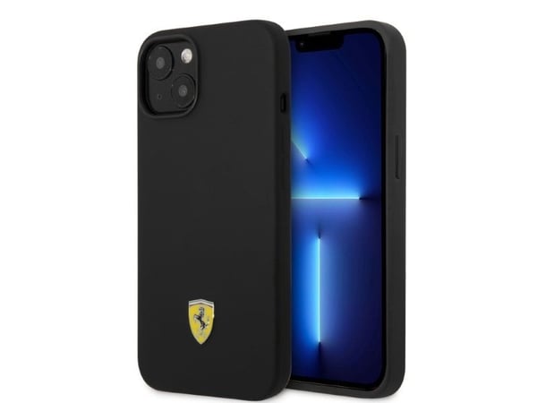 Ferrari FEHMSIP14SBK iPhone 14 6.1" svart/svart hardt deksel i silikon med metall-logo Magsafe
