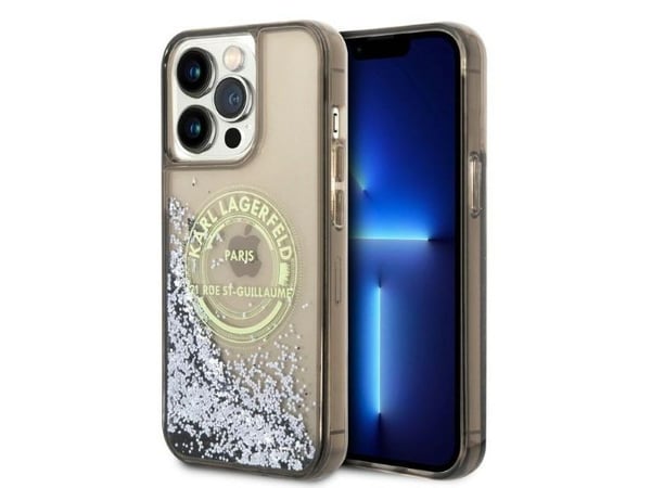 Karl Lagerfeld flytande glitter RSG-skal till iPhone 14 Pro Max - svart