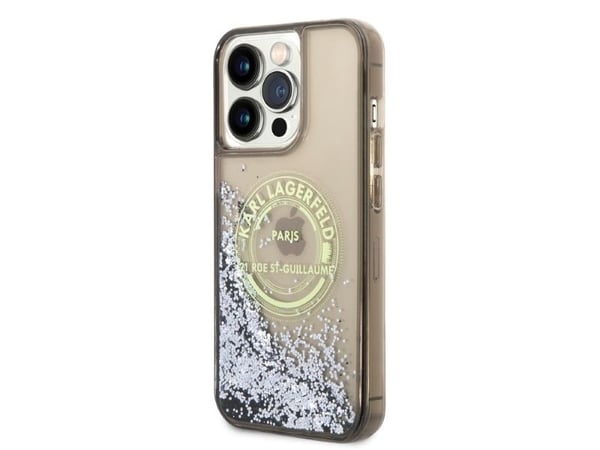 Karl Lagerfeld flytande glitter RSG-skal till iPhone 14 Pro Max - svart