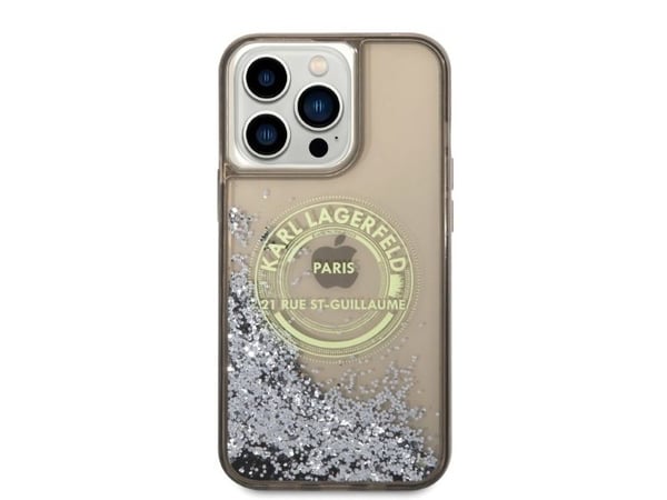 Karl Lagerfeld flytande glitter RSG-skal till iPhone 14 Pro Max - svart