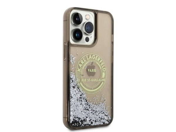 Karl Lagerfeld flytande glitter RSG-skal till iPhone 14 Pro Max - svart