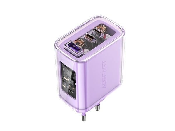 Acefast verkkolaturi Acefast A45, 2x USB-C, 1xUSB-A, 65W PD (violetti)