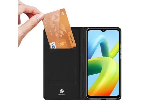 Dux Ducis Skin Pro-etui for Xiaomi Redmi A1+ med flip-kortlomme og stativ, svart