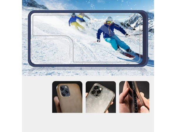 Transparent 3-i-1-deksel for Samsung Galaxy S23 Ultra silikon med ramme blå