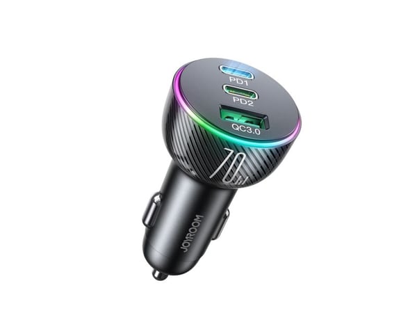 Joyroom 70W bil-lader med 3 porter: USB, 2 x USB C svart (JR-CL26)