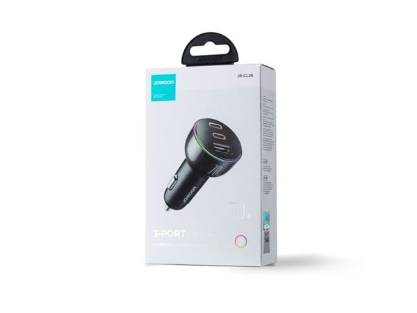 Joyroom 70W bil-lader med 3 porter: USB, 2 x USB C svart (JR-CL26)