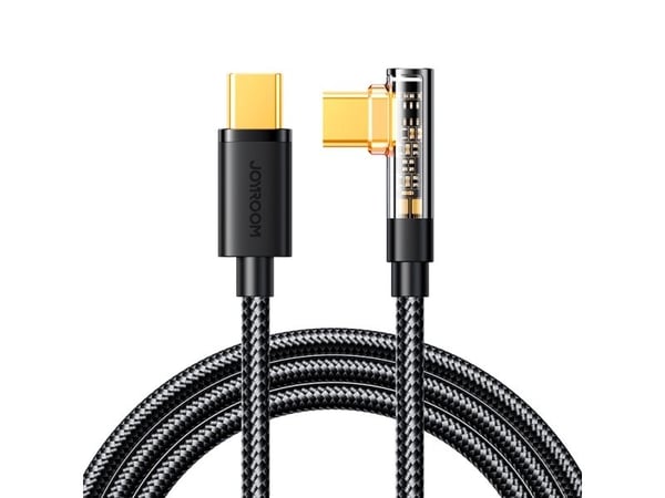 Joyroom gamingkabel S-CC100A6 USB-C (vinklet) / USB-C (rett) 100W 1,2 m - svart