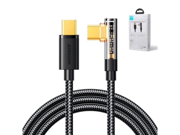 Joyroom gamingkabel S-CC100A6 USB-C (vinklet) / USB-C (rett) 100W 1,2 m - svart