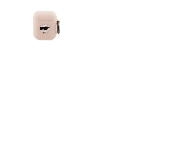 Karl Lagerfeld KLA2RUNCHP AirPods 1/2 suojus vaaleanpunainen/vaaleanpunainen Silikoni Choupette Head 3D -päähine