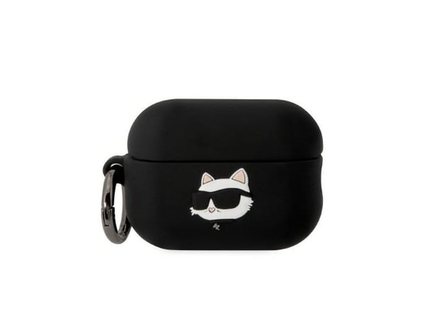 Karl Lagerfeld KLAP2RUNCHK AirPods Pro 2-etsui sort/sort silikon Choupette-hode 3D