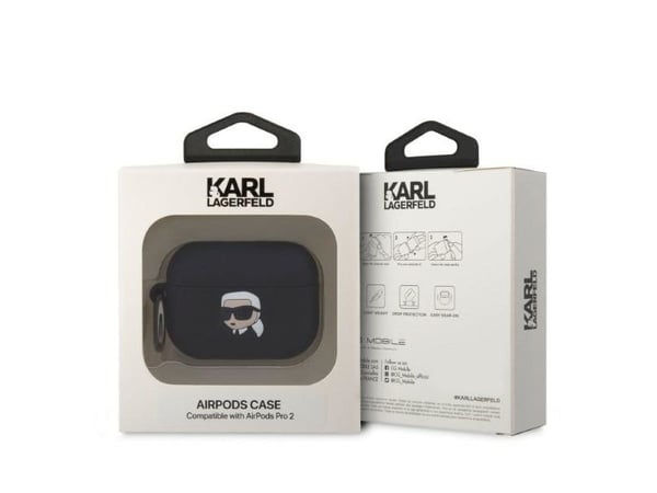 Karl Lagerfeld KLAP2RUNIKK AirPods Pro 2-deksel svart/svart silikone Karl Head 3D
