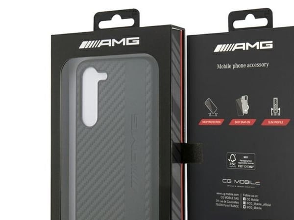 AMG AMHCS23SBLSCA S23 S911 hardt etui Carbon Stripe & Embossed – svart/svart