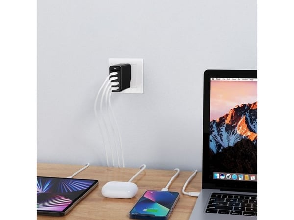 Choetech GaN-lader 140 W 4 porter (2x USB C, 2x USB) sort (PD6005)