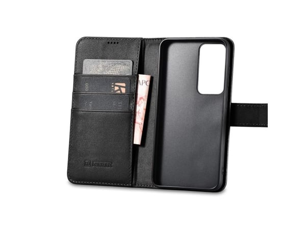 iCarer Wallet Case til Samsung Galaxy S23+ i skinn med lommebok svart