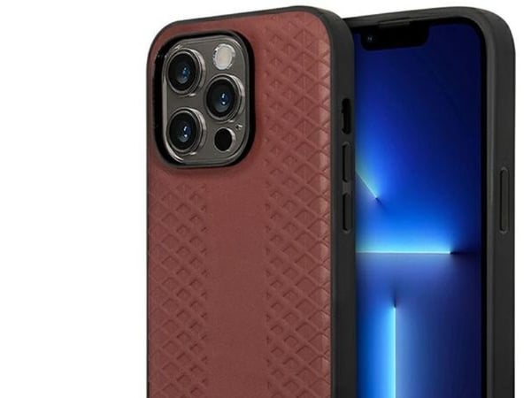 BMW BMHMP14L22RFGR iPhone 14 Pro 6.1" burgundy/burgundy Leather Diamond Pattern MagSafe Case