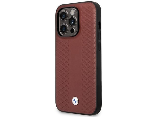 BMW BMHMP14L22RFGR iPhone 14 Pro 6.1" burgundy/burgundy Leather Diamond Pattern MagSafe Case