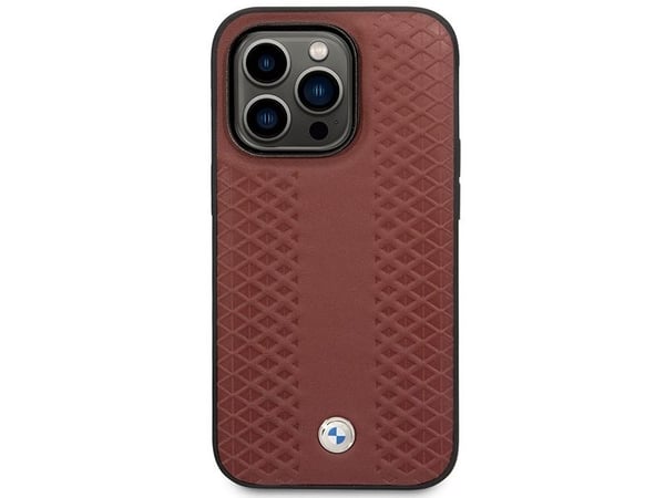 BMW BMHMP14L22RFGR iPhone 14 Pro 6.1" burgundy/burgundy Leather Diamond Pattern MagSafe Case