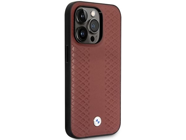 BMW BMHMP14L22RFGR iPhone 14 Pro 6.1" burgundy/burgundy Leather Diamond Pattern MagSafe Case