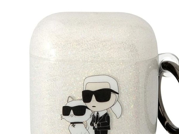 Karl Lagerfeld KLA2HNKCTGT AirPods 1/2-skal transparent glittrigt Karl&Choupette