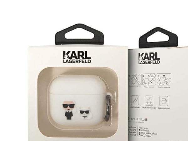 Karl Lagerfeld KLACA3SILKCW AirPods 3:n suojus valkoinen/valkoinen Silikoni Karl &amp; Choupette
