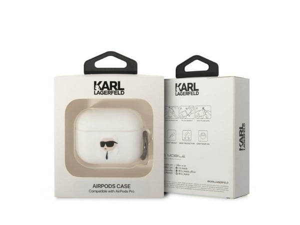 Karl Lagerfeld KLAPRUNIKH AirPods Pro-skydd - vit/vit silikon Karl Head 3D