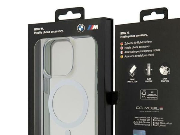Case BMW BMHMP14XHCRS iPhone 14 Pro Max 6.7" transparent Hardcase Silver Ring MagSafe