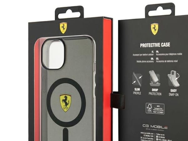 Ferrari FEHMP14SURKK hard etui til iPhone 14 6,1" - svart/svart gjennomsiktig MagSafe