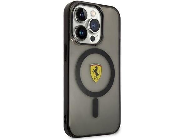 Ferrari FEHMP14XURKK iPhone 14 Pro Max 6,7" svart/svart harddeksel med gjennomsiktig Magsafe