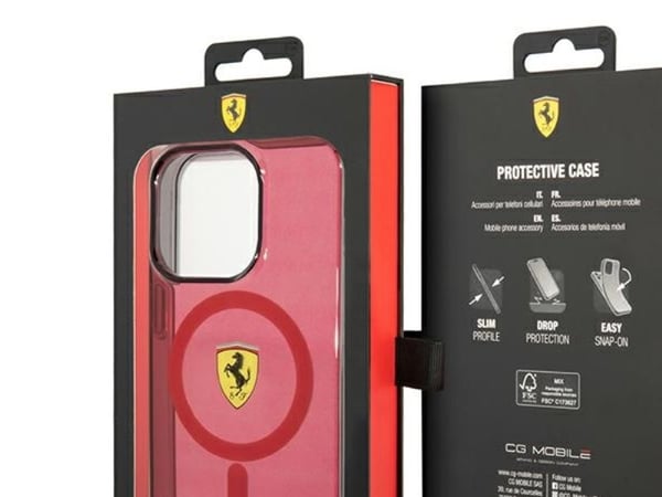 Ferrari FEHMP14XURKR iPhone 14 Pro Max 6,7" hardcase röd/röd transparent Magsafe