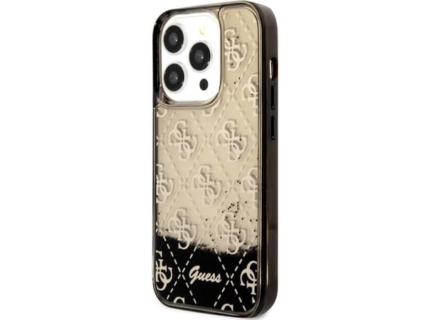 Guess GUHCP14LLC4PSGK hardt etui til iPhone 14 Pro 6,1" - svart/svart, flytende glitter 4G transparent