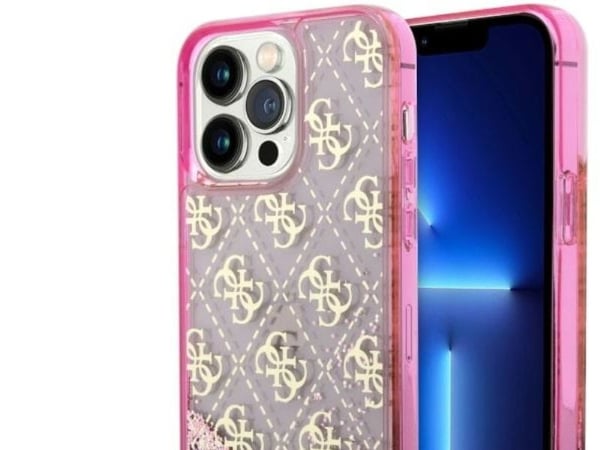 Guess GUHCP14XLC4PSGP hardcase til iPhone 14 Pro Max 6,7" pink/pink - Liquid Glitter 4G, transparent