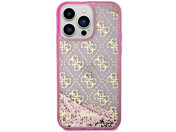 Guess GUHCP14XLC4PSGP hardcase til iPhone 14 Pro Max 6,7" pink/pink - Liquid Glitter 4G, transparent