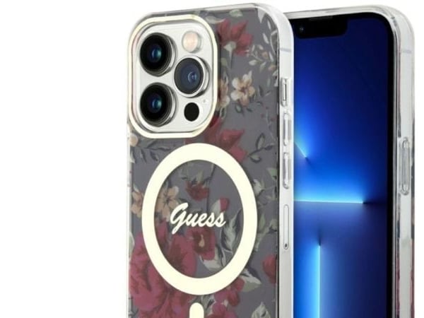 Guess GUHMP14LHCFWSA iPhone 14 Pro 6,1" grön/khaki hardcase Flower MagSafe Guess GUHMP14LHCFWSA iPhone 14 Pro 6,1" grön/khaki hardcase Flower MagSafe