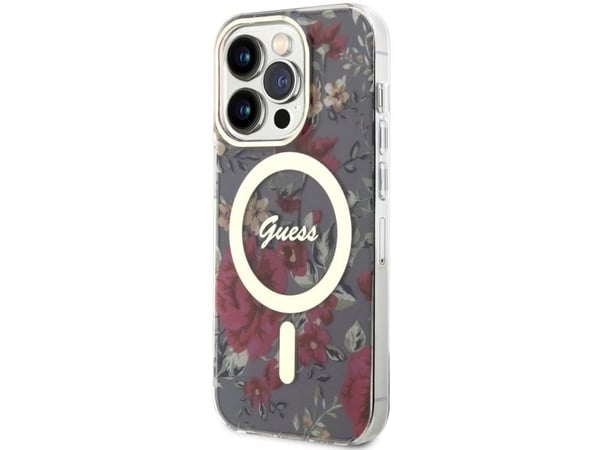 Guess GUHMP14LHCFWSA iPhone 14 Pro 6,1" grön/khaki hardcase Flower MagSafe