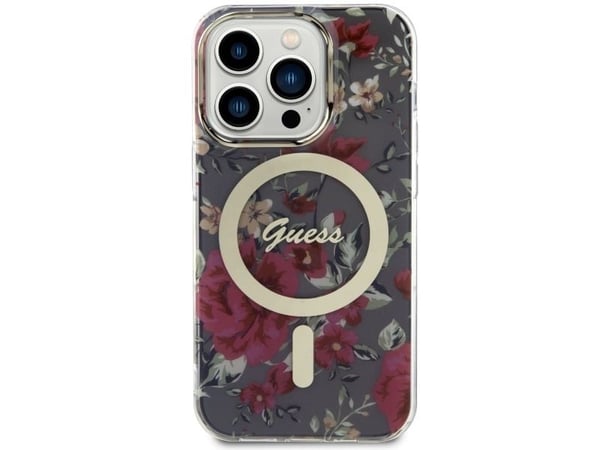 Guess GUHMP14LHCFWSA iPhone 14 Pro 6,1" grön/khaki hardcase Flower MagSafe