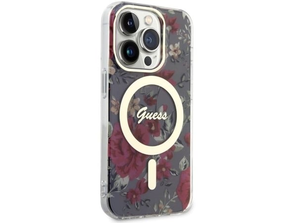 Guess GUHMP14LHCFWSA iPhone 14 Pro 6,1" grön/khaki hardcase Flower MagSafe