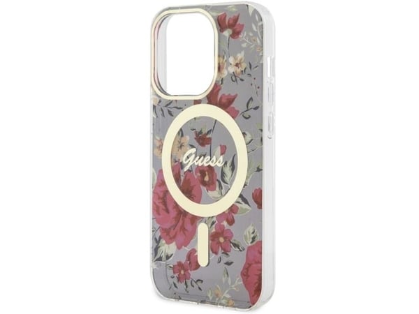 Guess GUHMP14LHCFWSA iPhone 14 Pro 6,1" grön/khaki hardcase Flower MagSafe