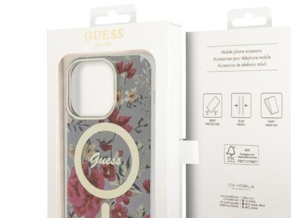 Guess GUHMP14LHCFWSA iPhone 14 Pro 6,1" grön/khaki hardcase Flower MagSafe
