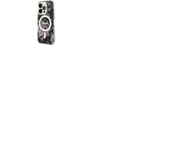 Guess GUHMP14LHCFWSK hardcase Flower MagSafe til iPhone 14 Pro 6,1" - svart/svart