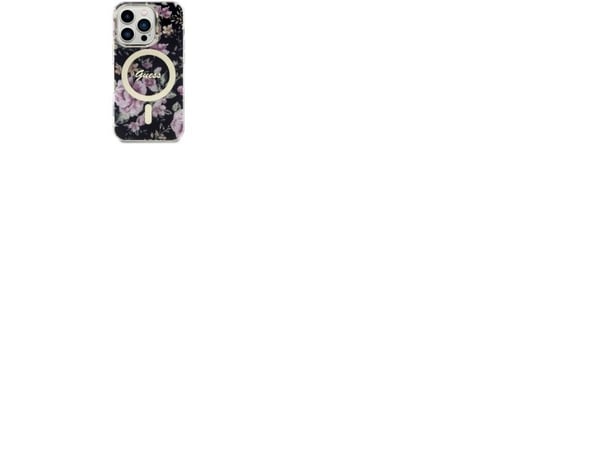 Guess GUHMP14LHCFWSK hardcase Flower MagSafe til iPhone 14 Pro 6,1" - svart/svart