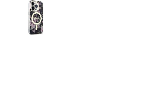 Guess GUHMP14LHCFWSK hardcase Flower MagSafe til iPhone 14 Pro 6,1" - svart/svart